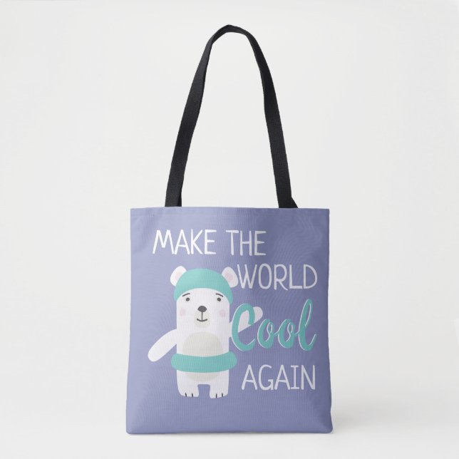 Polar bear with swim ring climate change tote bag (Front)
