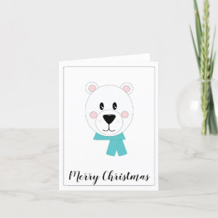 Polar Bear with Teal Scarf Holiday Card