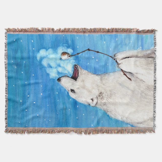 Polar Bear with Toasted Marshmallow Throw Blanket (Front)