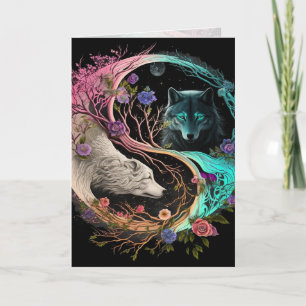 Polar Bear Wolf Yin Yang Graphic Arts Card