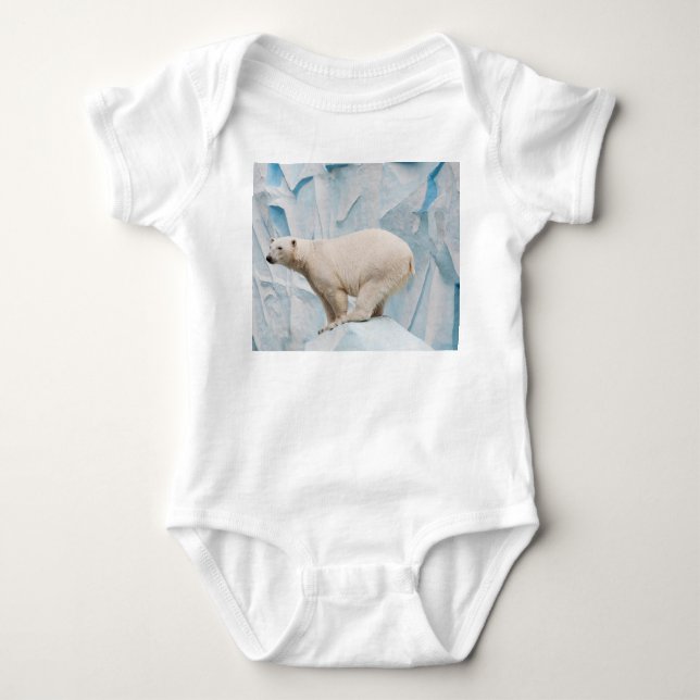 Polar Bear: Zoo Habitat Glimpse Baby Bodysuit (Front)