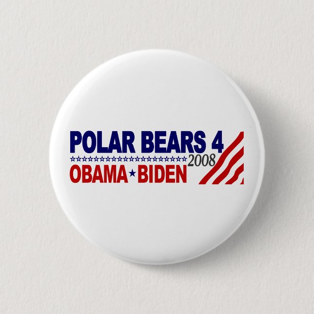 Polar Bears 4 Obama Biden 2008 2 Inch Round Button (Front)