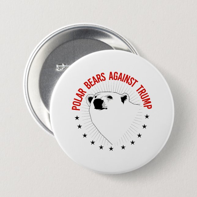 Polar Bears Against Trump 3 Inch Round Button (Front & Back)