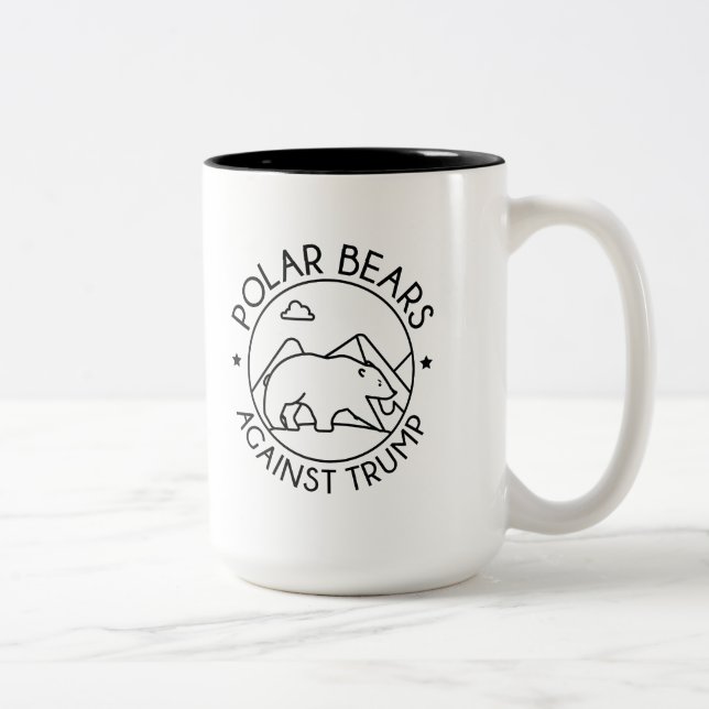 Polar Bears Against Trump Two-Tone Coffee Mug (Right)