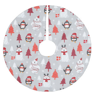 Polar Bears and penguins Brushed Polyester Tree Skirt