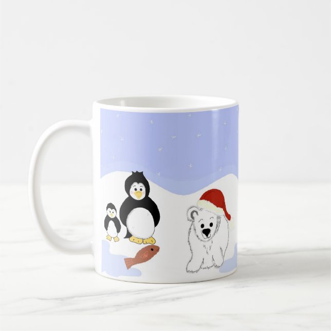 Polar Bears and Penguins Coffee Mug (Left)