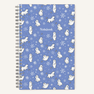 Polar Bears and Snowflakes - Personalize - Notebook
