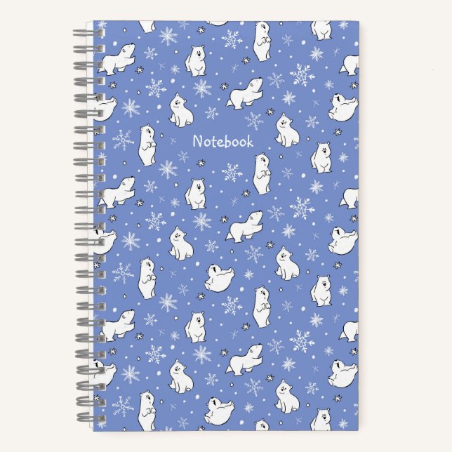 Polar Bears and Snowflakes - Personalize - Notebook (Front)
