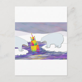 Polar Bears Birthday Cake Postcard