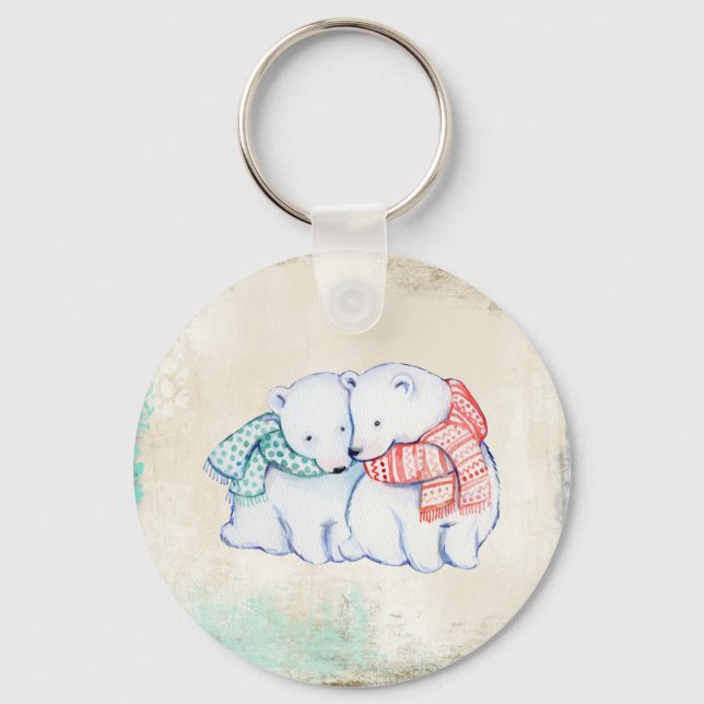 Polar Bears Couple Keychain (Front)