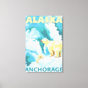 Polar Bears & Cub - Anchorage, Alaska Canvas Print