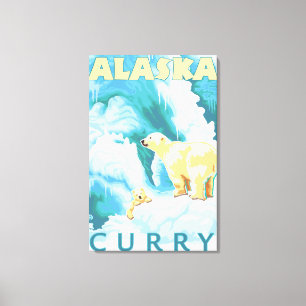 Polar Bears & Cub - Curry, Alaska Canvas Print