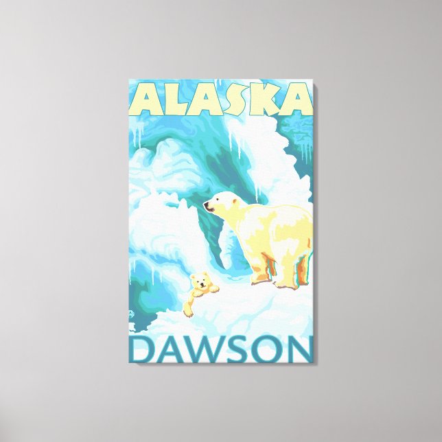 Polar Bears & Cub - Dawson, Alaska Canvas Print (Front)