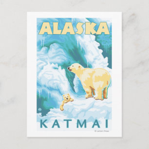 Polar Bears & Cub - Latouche, Alaska Postcard