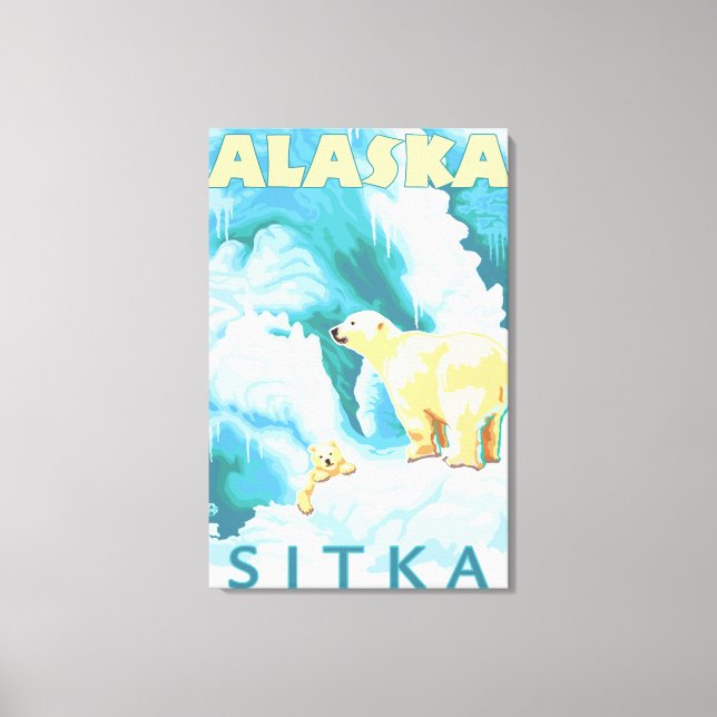 Polar Bears & Cub - Sitka, Alaska Canvas Print (Front)