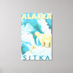 Polar Bears & Cub - Sitka, Alaska Canvas Print