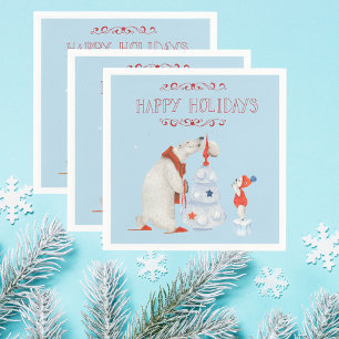 Polar Bears Decorating Tree Napkin