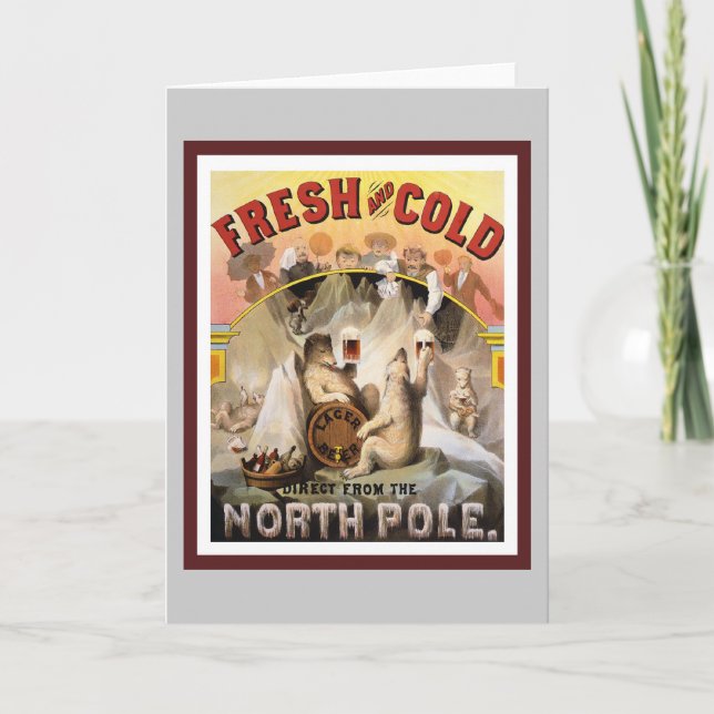 Polar Bears Drinking Lagers Holiday Card (Front)