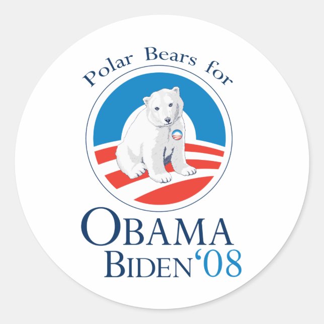 Polar Bears for Obama Sticker (Front)