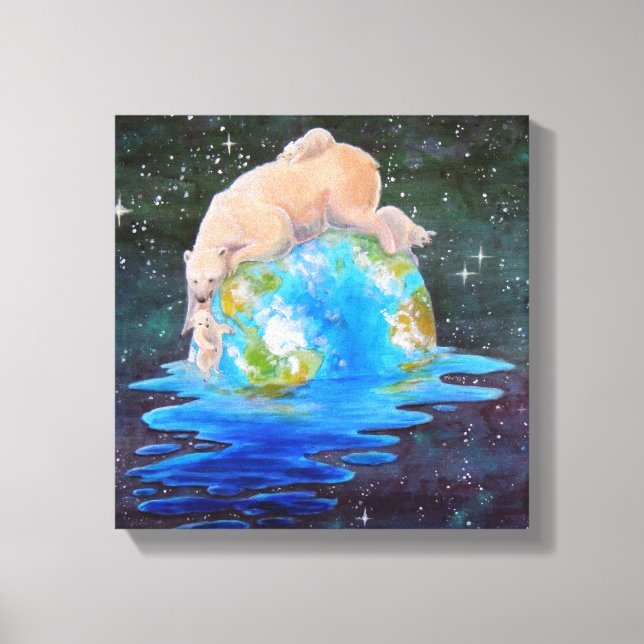 Polar Bears Global Warming Canvas (Front)