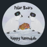 Polar Bears Hannukah Nights Stickers<br><div class="desc">Graphic illustration of Polar Bears in the Arctic celebrating Hannukah.</div>