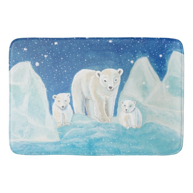 Polar Bears Illustration  Bath Mat (Front)
