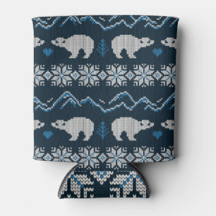 Polar Bears Knitted Winter Pattern Can Cooler