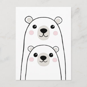 Polar bears - mommy or daddy with cub postcard