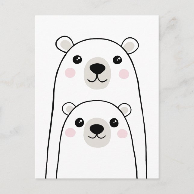 Polar bears - mommy or daddy with cub postcard (Front)