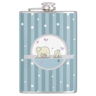 Polar bears- parents and child hip flask
