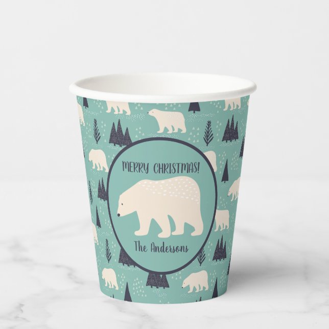 Polar Bears Patterned Christmas Party Paper Cups (Front)