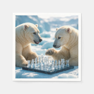 Polar Bears Playing Chess On a Glacier Napkin