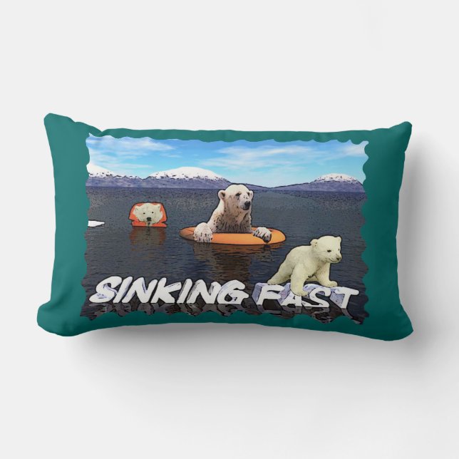 Polar Bears - Sinking Fast Lumbar Pillow (Front)