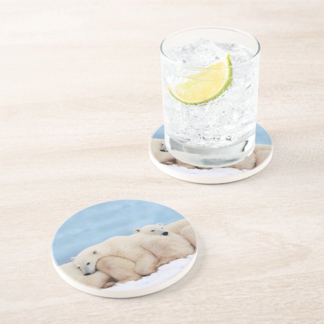 Polar Bears Stone Coaster (Side)