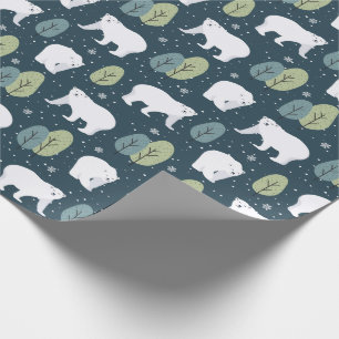 Polar Bears, Trees and Snowflakes Christmas Wrapping Paper