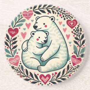 Polar Bears Valentine's Day Bear                   Coaster