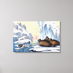 Polar Bears, Walrus, And Seals Canvas Print
