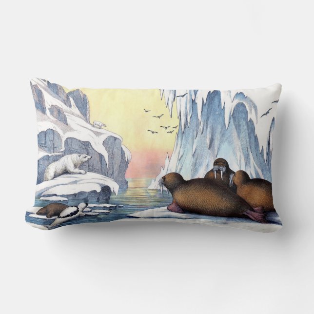 Polar Bears, Walrus, And Seals Lumbar Pillow (Front)