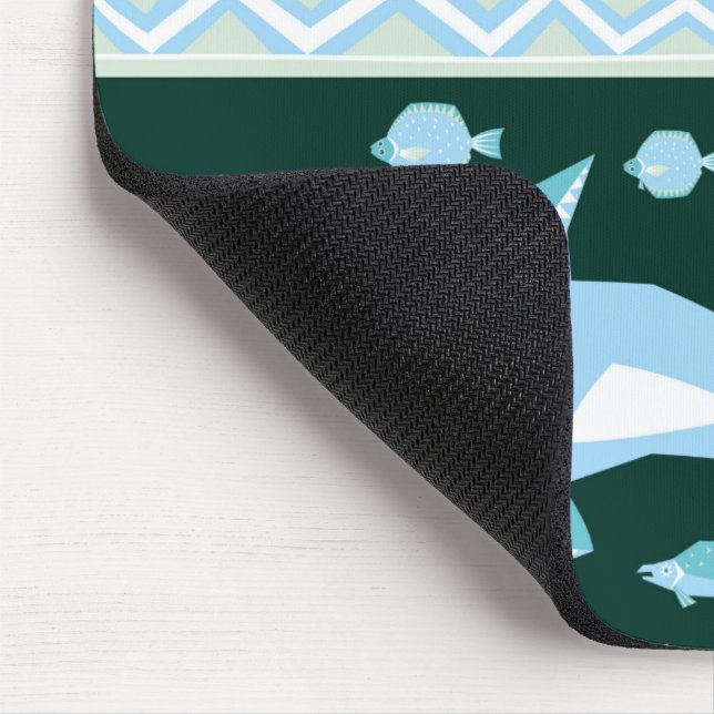 Polar bears whales fish seagulls pattern mouse pad (Corner)