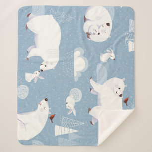 Polar Bears Winter Vintage Sherpa Blanket