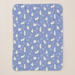 Polar Bears Winter Wonderland Snowflakes Baby Kids Sherpa Blanket