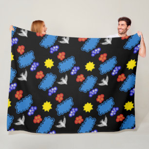 Polar cover Jimette Design white blue yellow red Fleece Blanket
