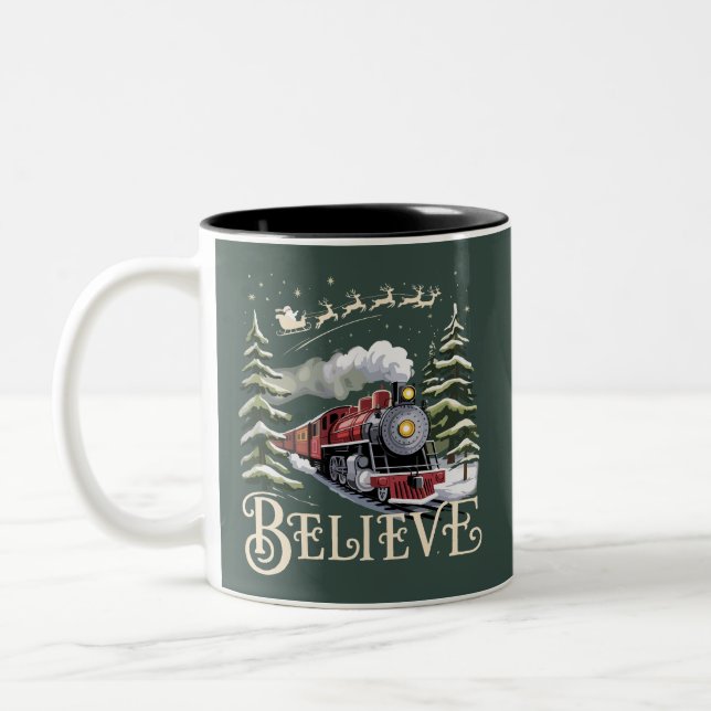 Polar Express Christmas Gift Believe Xmas Winter Two-Tone Coffee Mug (Left)