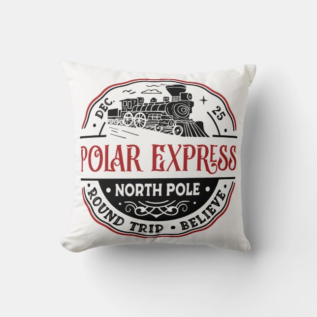 POLAR EXPRESS Round Trip Ornament Throw Pillow (Front)