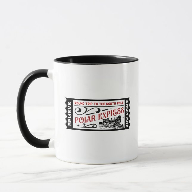 Polar Express Train Ticket Christmas Mug (Left)