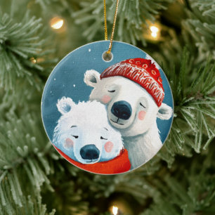 Polar Hugs Ceramic Ornament