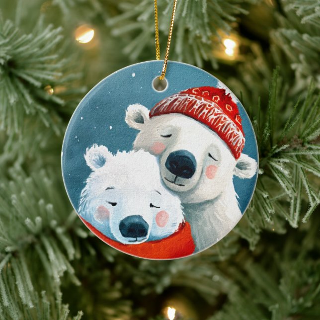Polar Hugs Ceramic Ornament (Tree)