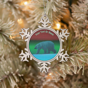 Polar Lights Polar Bear Snowflake Pewter Christmas Ornament