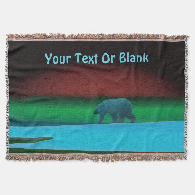 Polar Lights Polar Bear Throw Blanket (Front)