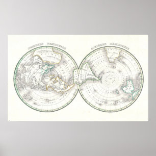 Polar Map of the World Poster